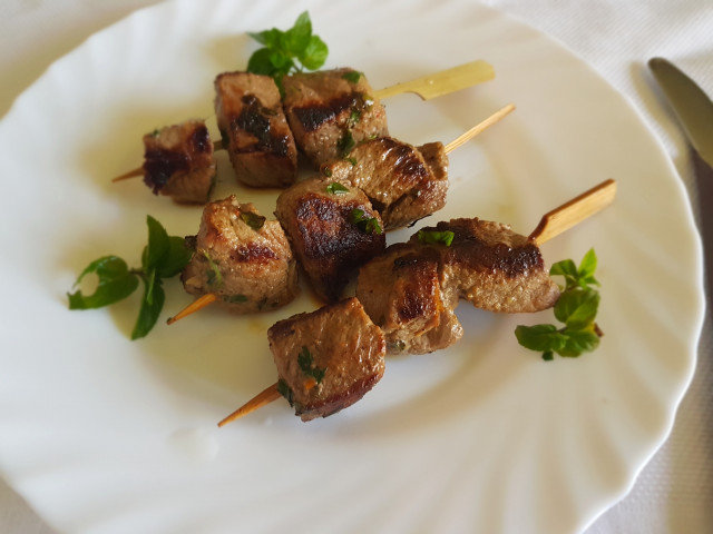 Beef Skewers with Mint and Coriander