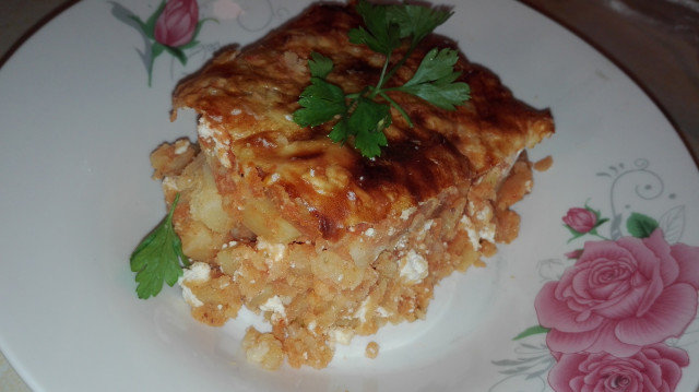 Moussaka with White Cheese and Potatoes