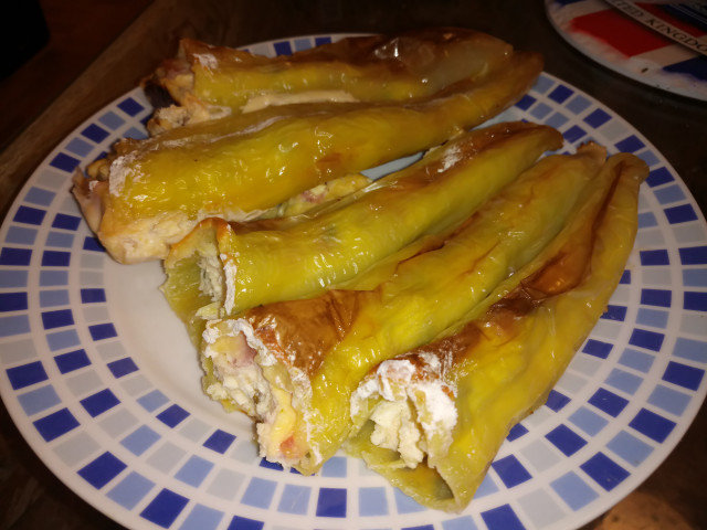 Stuffed Peppers with Eggs and Feta Cheese