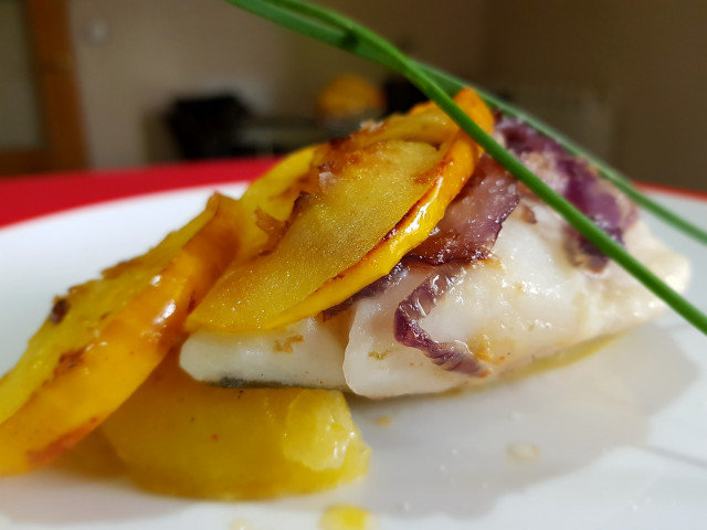 Oven-Baked Cod with Potatoes and Apples