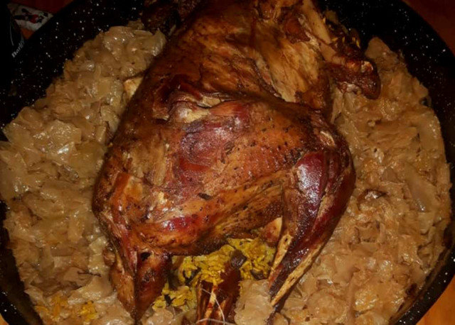 Stuffed Turkey with Sauerkraut in the Oven