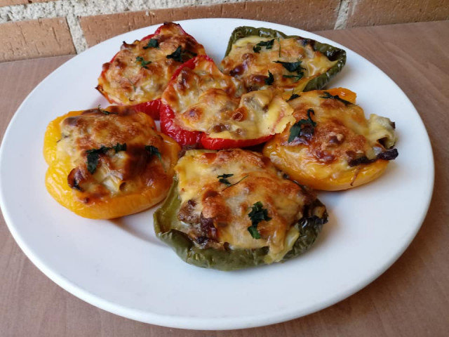 Appetizing Stuffed Peppers with Pieces of Meat