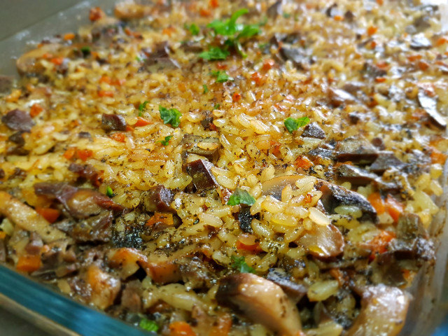 Rice with Lamb Liver and Heart, Mushrooms and Mint