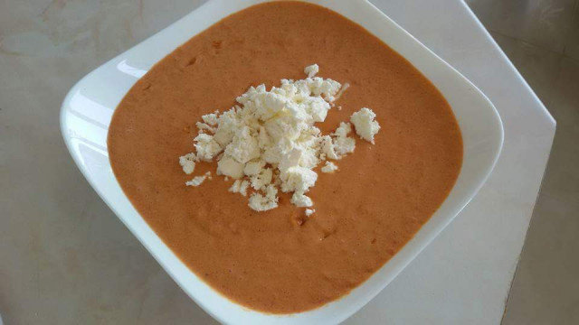 Cream of Red Lentil Soup wit Roasted Red Peppers