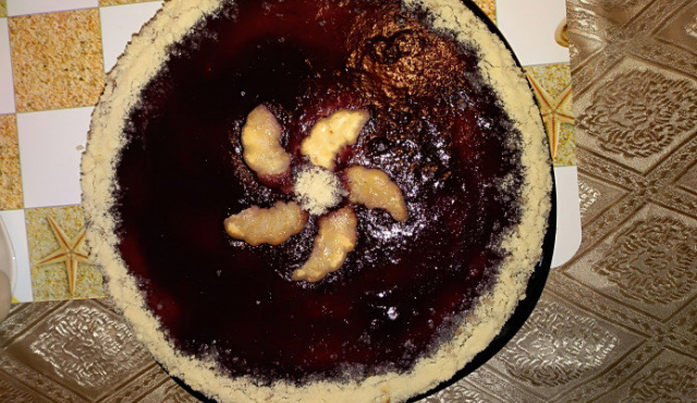 Elaborate Cheesecake with Blueberry Jam