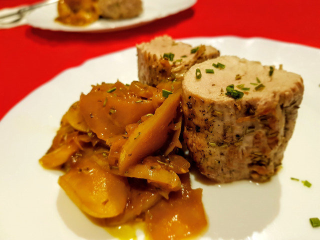 Pork Tenderloin with Caramelized Apples and Onions