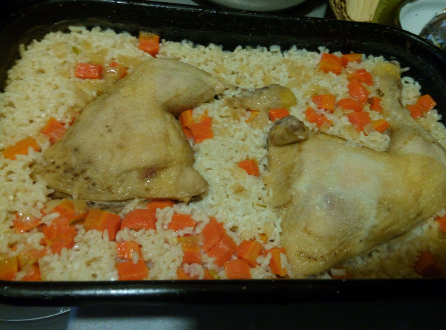 Chicken Legs with Rice in the Oven