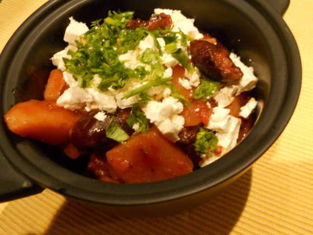 Greek Potato Stew with Olives and Feta Cheese