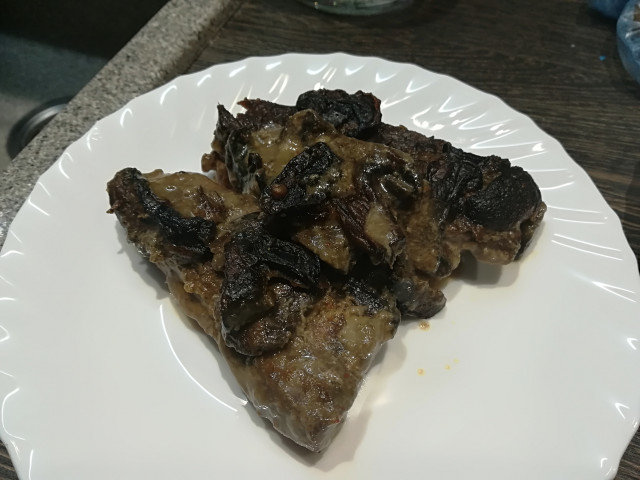 Tender Beef Steaks in a Glass Baking Dish