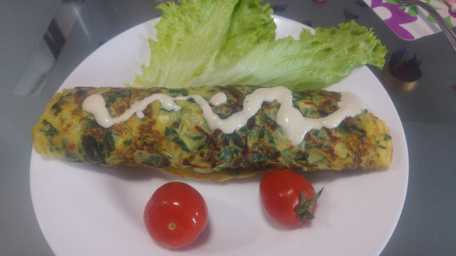 Spinach Pancake with Cream Cheese