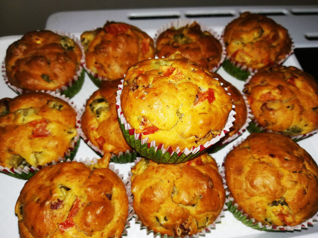 Savory Muffins with Salami and Cheese