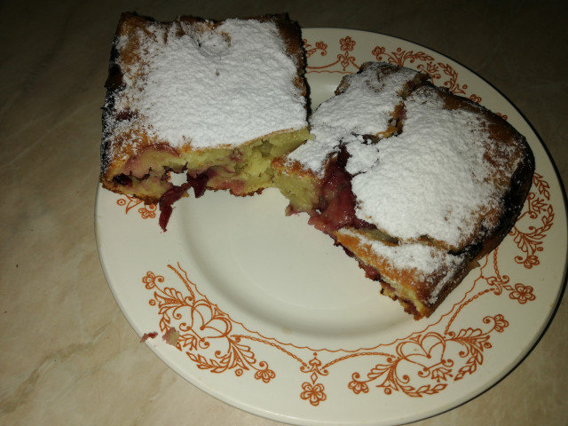 Cake with Cherries and Milk