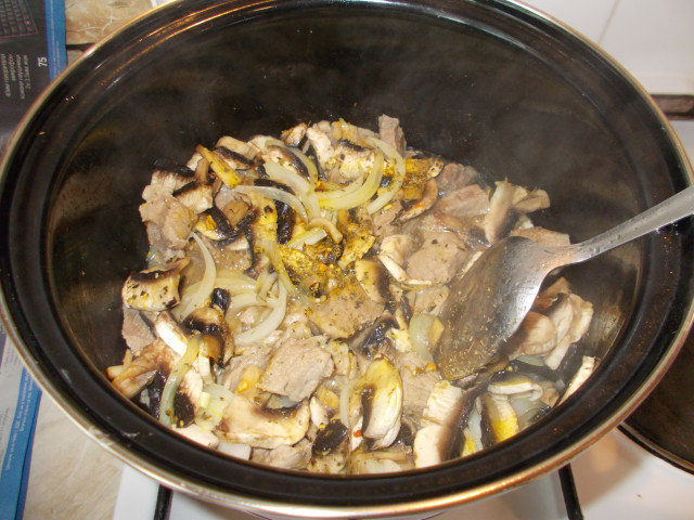Stewed Pork with Onions and Mushrooms