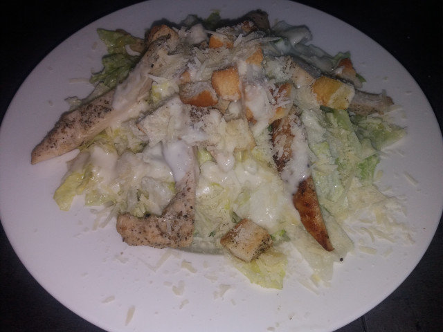 Caesar Salad with Chicken Pieces