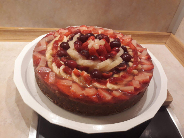 A Biscuit Cake with Jelly Fruit