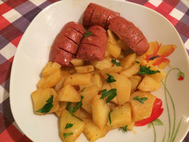Baked Potatoes with Sausages