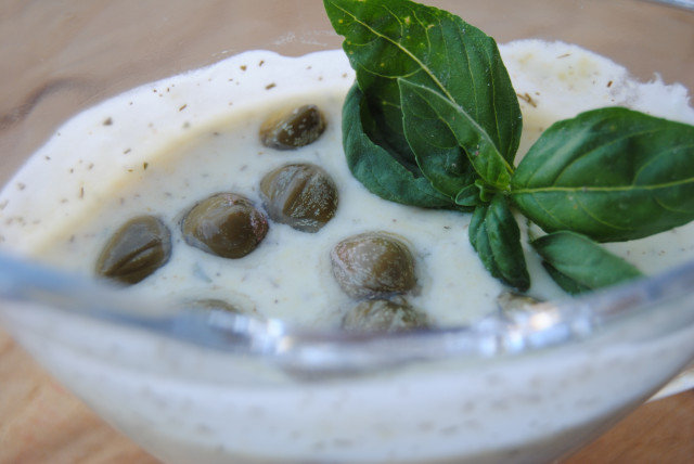 Cream-Mustard Sauce with Capers and Fresh Basil