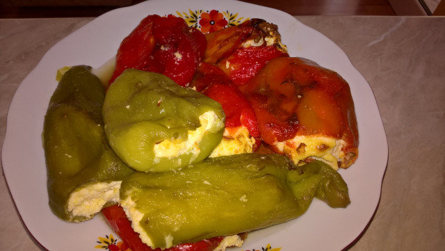 Appetizing Stuffed Peppers with Eggs and Feta Cheese
