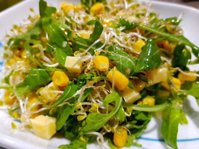 Corn, Broccoli Sprouts and Cheddar Salad