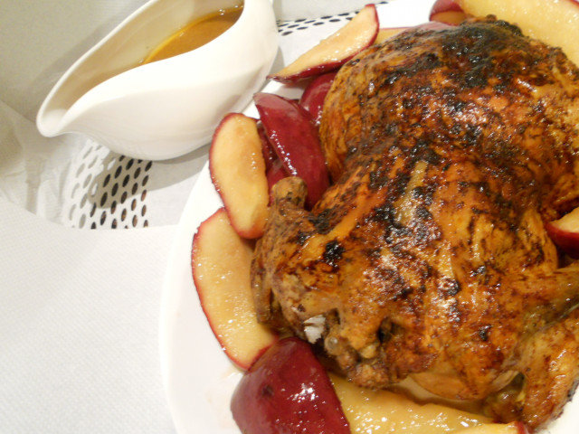 Roasted Turkey (Hen) with Chestnuts and Apples