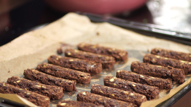 Chocolate Cantuccini Biscotti with Nuts