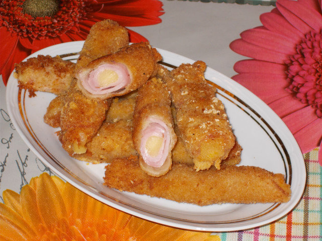 Breaded Ham and Cheese Rolls