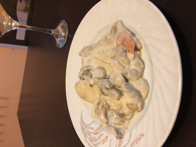 Turkey Breasts with Parmesan Cream, Mushrooms and Garlic