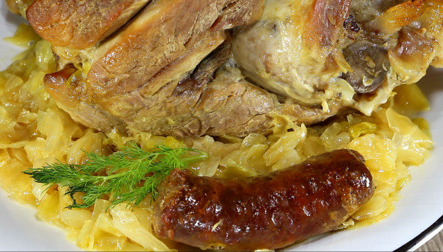 Pork Shanks with Sauerkraut and Sausage