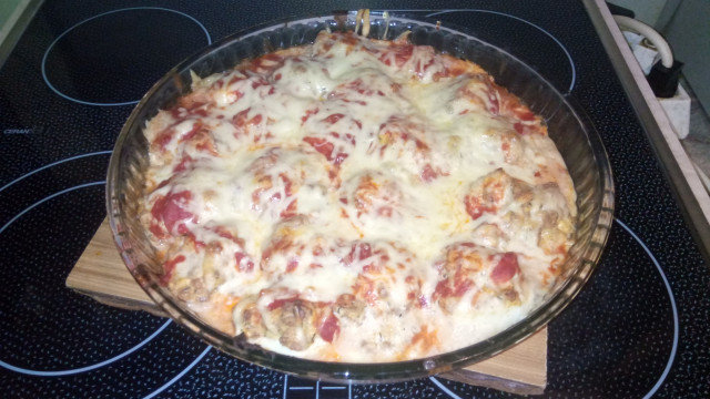 Casserole with Eggs, Mince and Bechamel Sauce