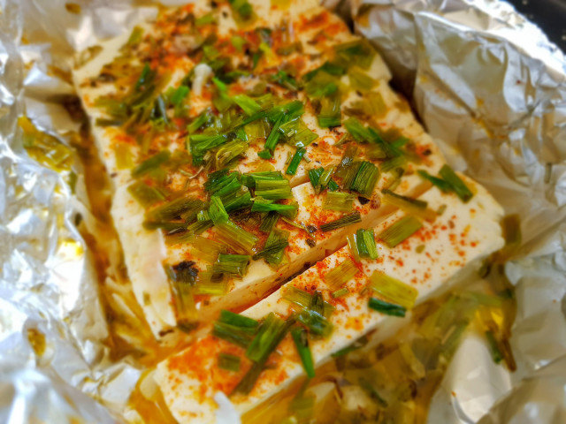 Feta Cheese with Spices and Baked in Foil