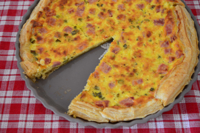 Puff Pastry Quiche with Ham, Yellow and White Cheese