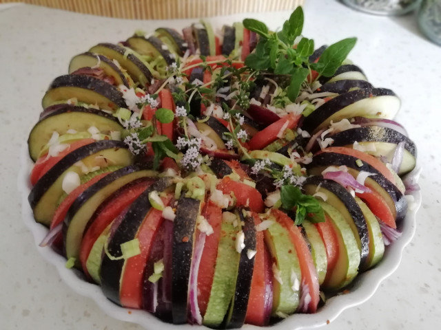 Ratatouille with Spring Garlic, Thyme and Oregano