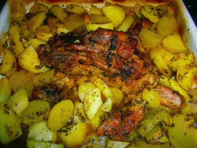 Glazed Pork Ribs and Baked Potatoes