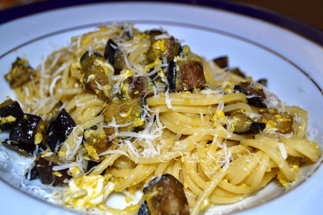 Spaghetti Carbonara with Eggplant