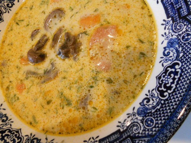 Mushroom Soup with Carrots and Onions