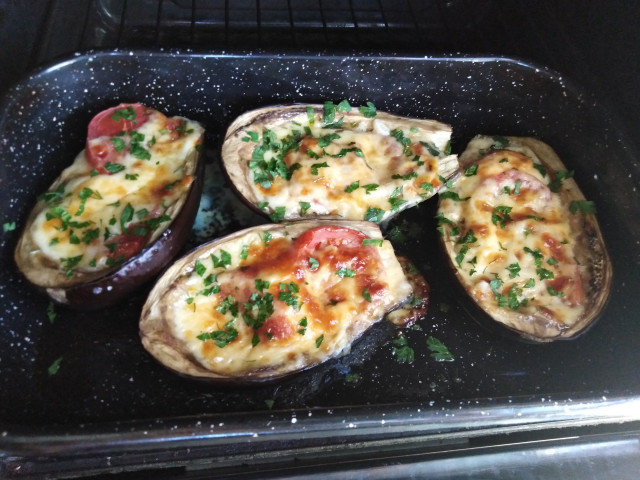 Eggplants with Eggs and Cheese in the Oven