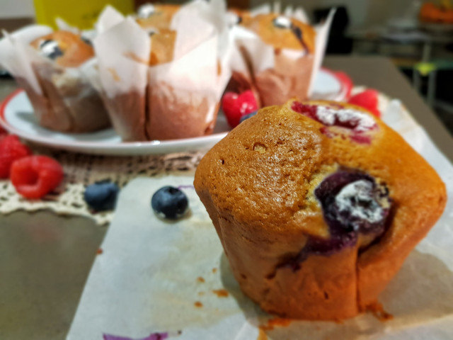 Easy Blueberry and Raspberry Muffins
