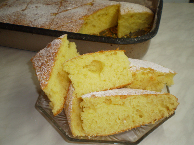 Cake in a Baking Tray with Yogurt
