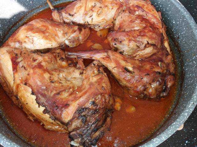 Roasted Rabbit with Onions and Wine