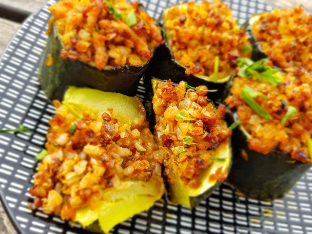 Stuffed Zucchini with Minced Meat and Buckwheat