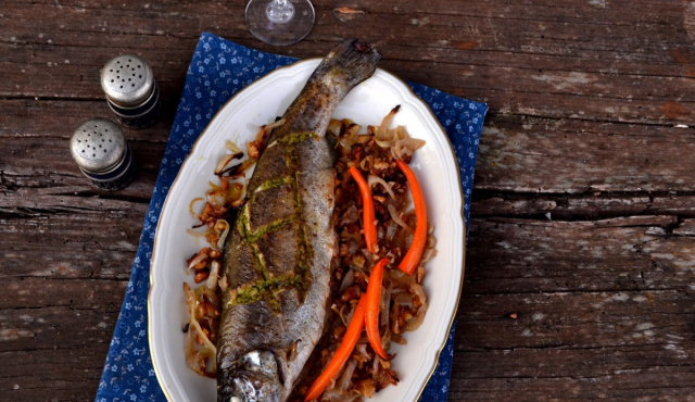 Trout with Walnuts and Onions
