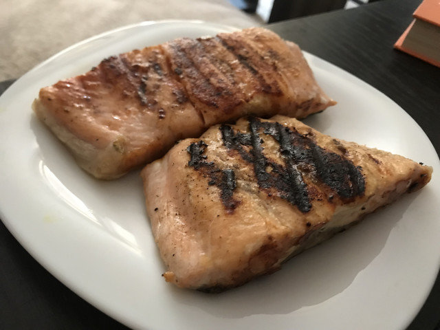 Pan Grilled Salmon Steak