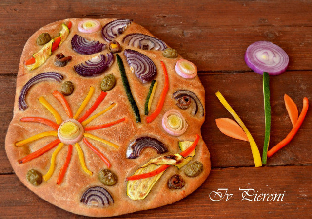 Wheat and Rye Focaccia with Vegetables