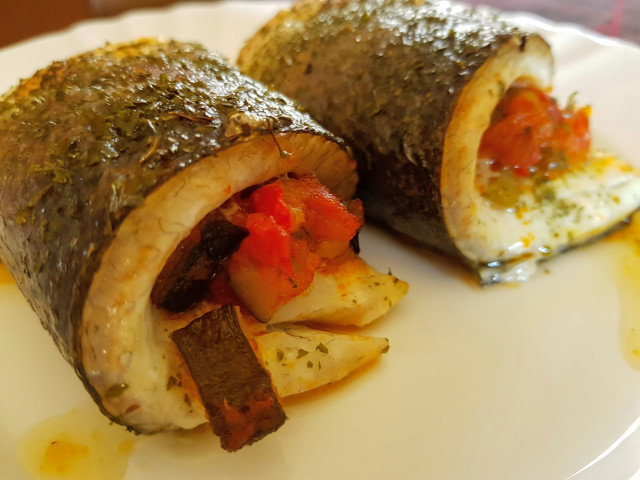 Sea Bass Rolls with Vegetable Filling