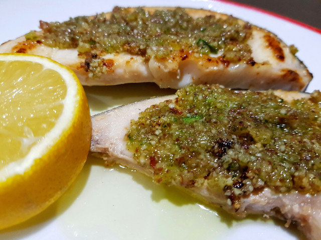 Swordfish with Peanut and Garlic Paste