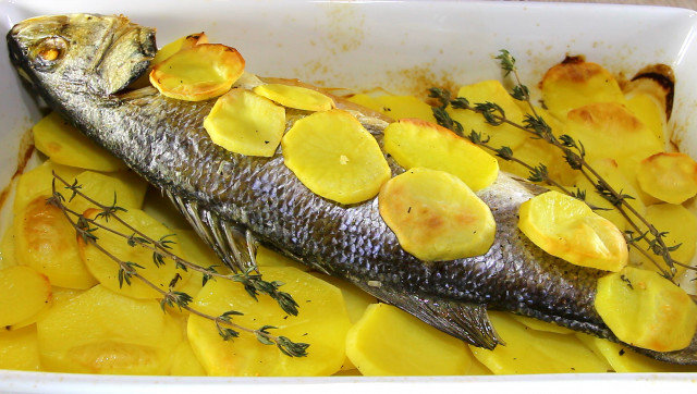 Oven-Baked Sea Bass with Potatoes