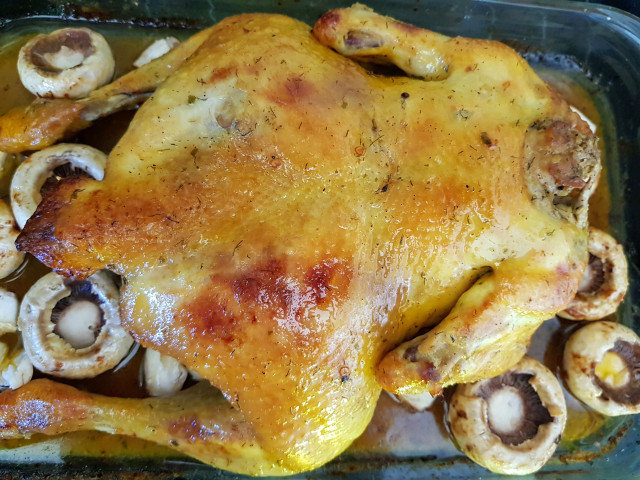 Slow Roasted Chicken with Mushrooms and Butter