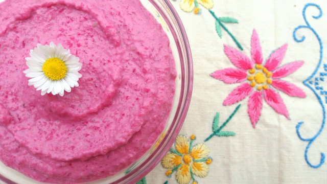 Pink Dip with Rice, Cheese and Tahini