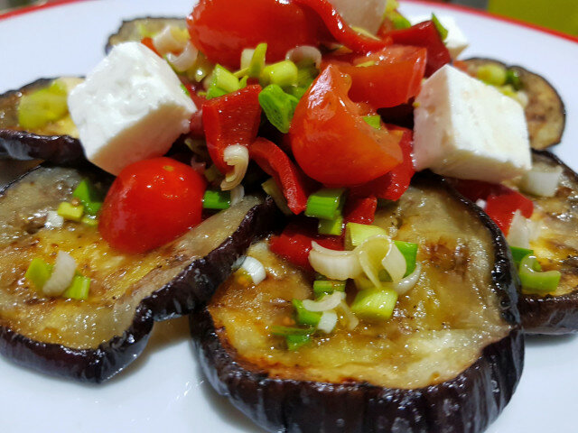 Salad with Eggplant, Tomatoes and Garlic