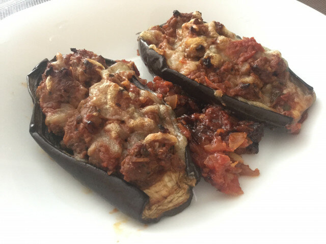 Stuffed Eggplants with Mince